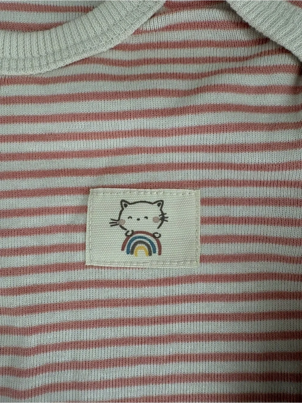 NWOT 100% Cotton Pink & Beige Striped Baby Long Sleeve Bodysuit Onesie